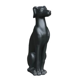 Sitzende Hundskulptur aus schwarzem Polystone - Otis