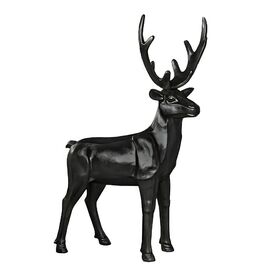 XXL Gartenfigur Hirsch aus Polystone in matt schwarz -...