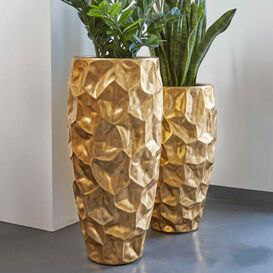 Moderne Indoor Pflanzvase aus Polystone - goldfarben -...