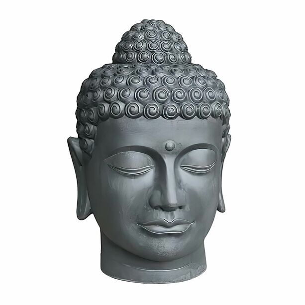 Gartenfigur Buddha Kopf aus Polystone in dunkelgrau - Atanga