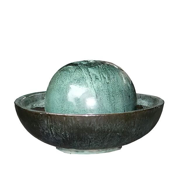 Gartenbrunnen Kugel mit Schale - Keramik in Jade - Muraso