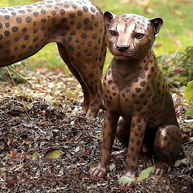 Sitzender Gepard als Bronze Tierskulptur - lebensgro -...