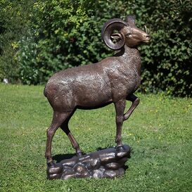 Lebensgroe Mufflon Tierfigur aus Bronze fr den Garten -...