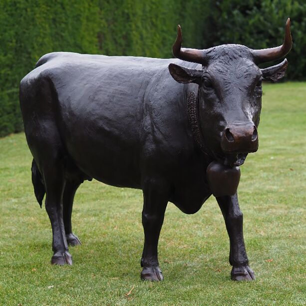 Lebensgroe Kuh Garten Tierfigur stehend mit Glocke - Kuh Paula