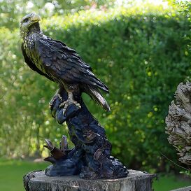 Groer Adler als Garten Bronzefigur sitzt auf Stein -...