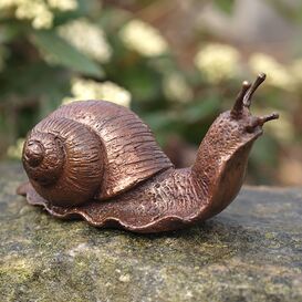 Klassische Bronze Tierskulptur Schnecke mit erhobenem...