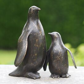 Groer & kleiner Pinguin aus Bronze als Vogel...