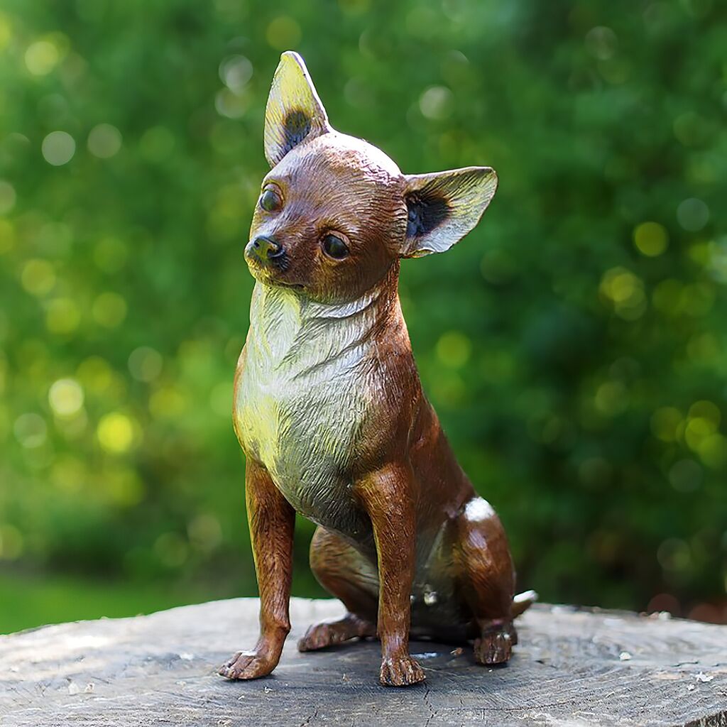 Chihuahua Figur Hündin Hund Deko Bronze-Optik Veronese 