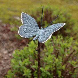 Gartenstecker mit lebensgroem Schmetterling aus Bronze -...
