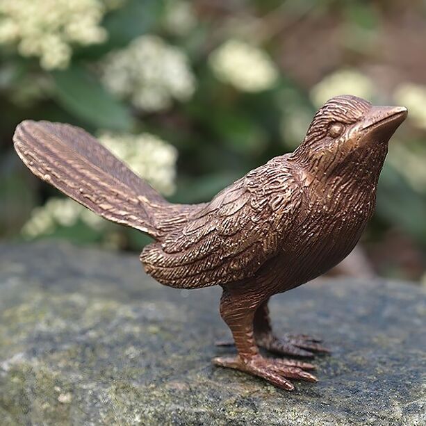 Braune Vogelskulptur aus Bronze für den Garten - Tricko