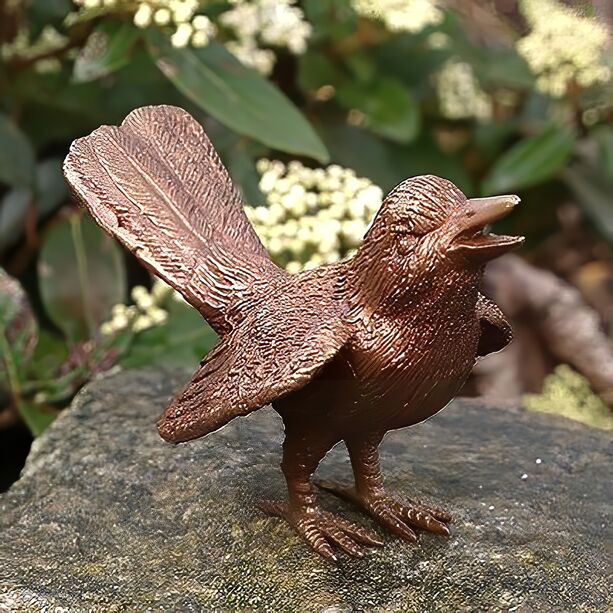 Neugierige Bronze Vogelskulptur zwitschert - Tracko
