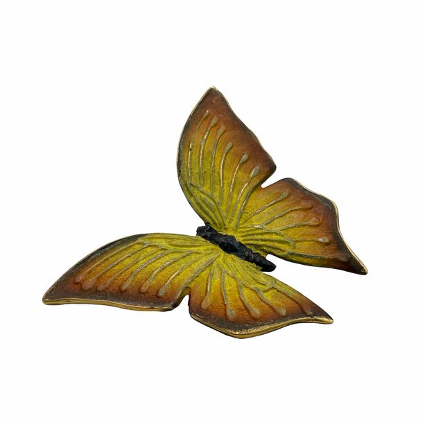 Gelber Schmetterling aus Bronze als Gartenskulptur - Schmetterling San