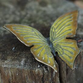 Gelber Schmetterling aus Bronze als Gartenskulptur -...