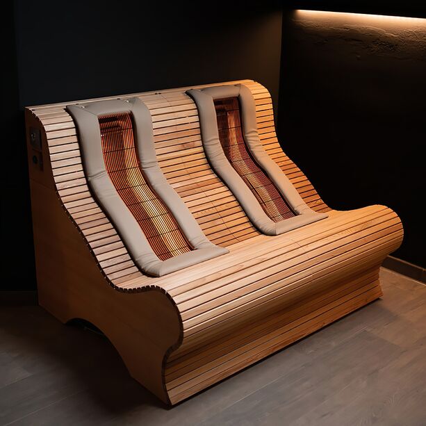 Infrarot Loungebank aus Holz mit eingebauten Strahler fr Wrmetherapie - Edis