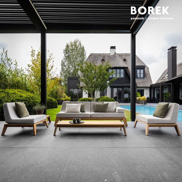 Großes rollbares Borek Loungesofa mit Kissen für Garten und Terrasse - Hybrid Loungesofa