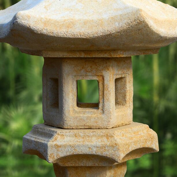 Japanische Garten Stein Lampe - Hiragana / Antikgrau