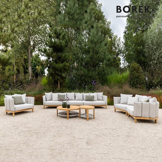 Groes gepolstertes Loungemodul fr den Garten oder die Terrasse aus Teak - Borek - Softline Loungemodul
