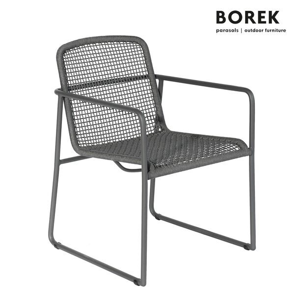 Dunkelgrauer Borek Outdoor Stuhl aus Aluminium mit Armlehnen - Mira Stuhl