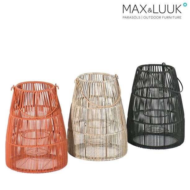Orange Gartenlaterne aus Aluminium und Geflecht mit Kerzenhalter aus Glas - Max & Luuk - Mace Laterne