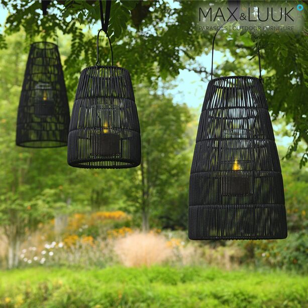 Schwarze Outdoor Leuchte zum Hngen oder Aufstellen mit Glas-Kerzenhalter - Max & Luuk - Mace Laterne / 30,5x23cm (HxDm)