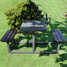 Stadtmobiliar - Parkbnke mit Tisch aus Holz und Metall -...