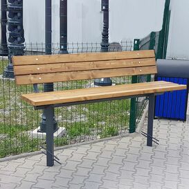 Moderne Gartenbank zum einbetonieren aus Holz und Metall...