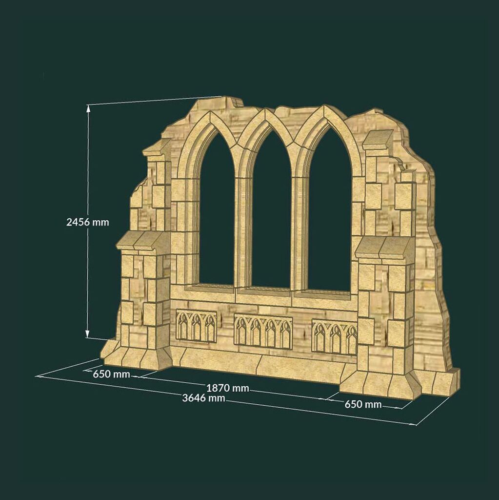 Image of XXL Garten Ruinenmauer mit Naturstein & Fensterbögen - Aldershot Ruin