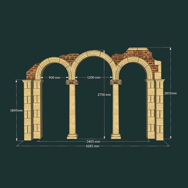 XXL 3-fach Stein Torbogen mit ionischen Säulen - Neath Arch
