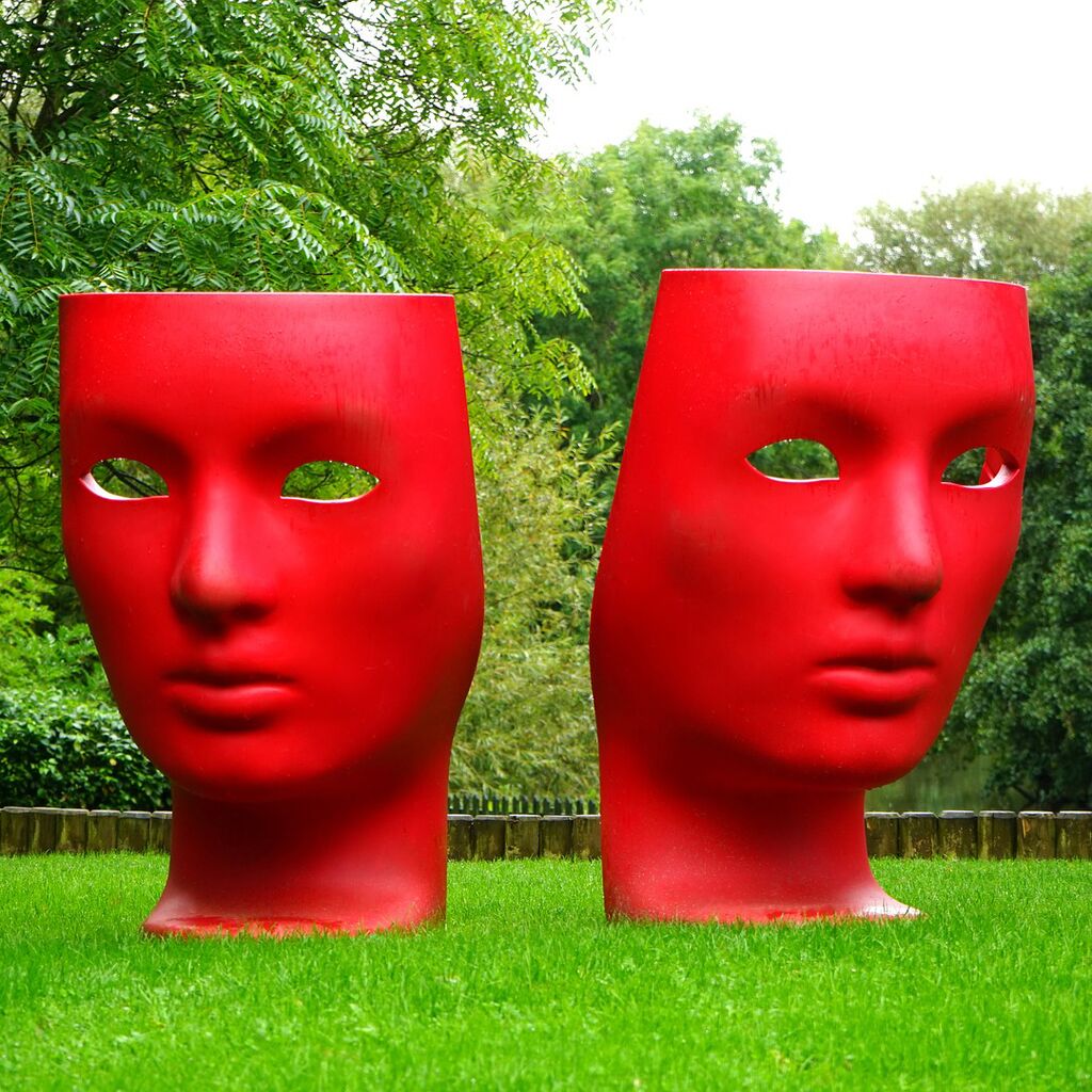 Image of XXL Masken Gesichter 2 Stück für den Garten aus Handarbeit - Amathari
