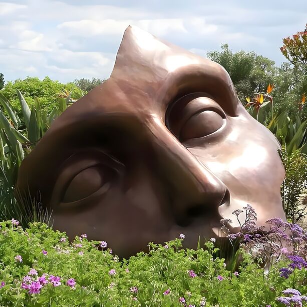 Stilvolle Mensch Gesicht Gartenskulptur - 2er Set - als Unikat - Pathoeran