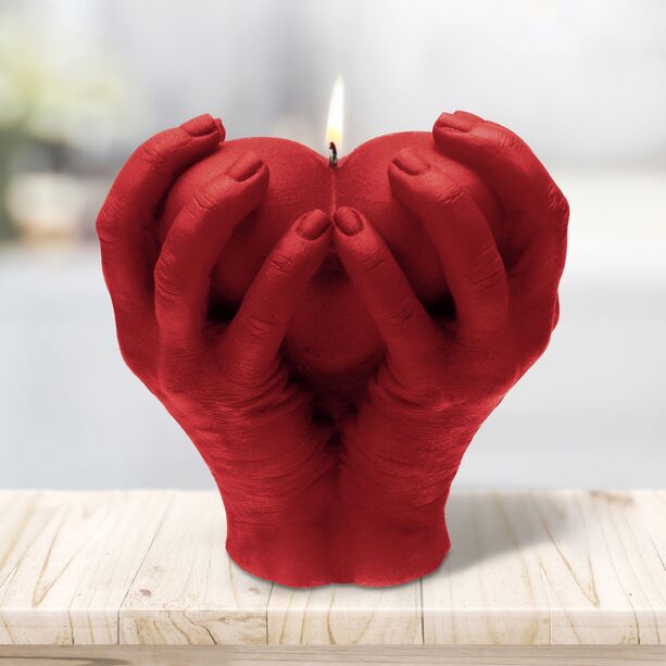 Romantische Kerze - Herz in den Hnden haltend - vegan - Hearth in Hands