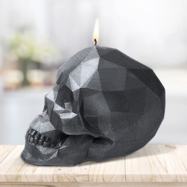 Moderner Totenschdel aus Wachs - vegane Kerze fr Halloween - Sediran