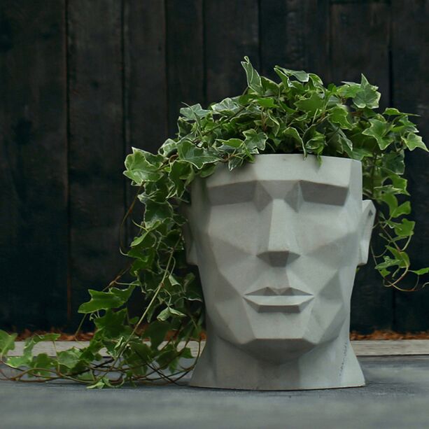 Mann Kopf Blumentopf aus Beton - modern - Apollo Design - Moholy / 15,5x11x15cm (HxBxT) / ohne Farbe