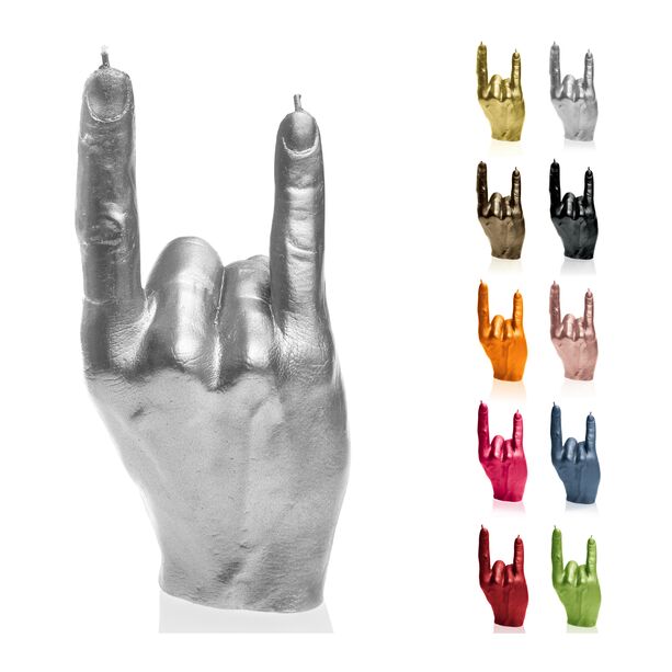 Vegane Hand Kerze lebensgro & detailliert im Rock Style - Rock Hand / Silber