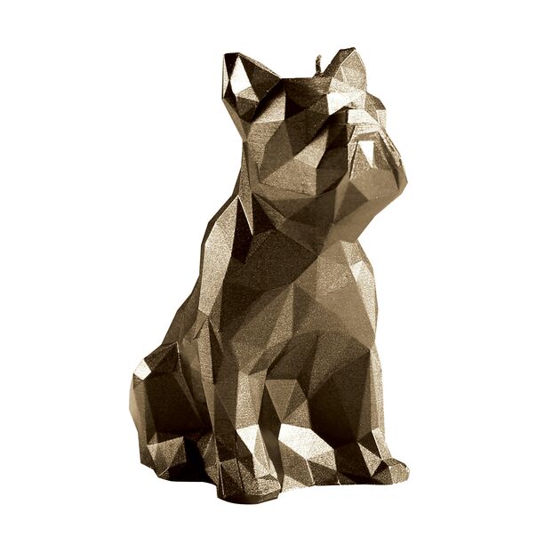 Moderne Hundefigur Bulldogge als Kerze - vegan aus Wachs - Bruno / Bronze