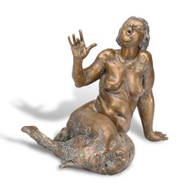 Sitzende Bronze Sängerin - Meerjungfrau in limitierter...