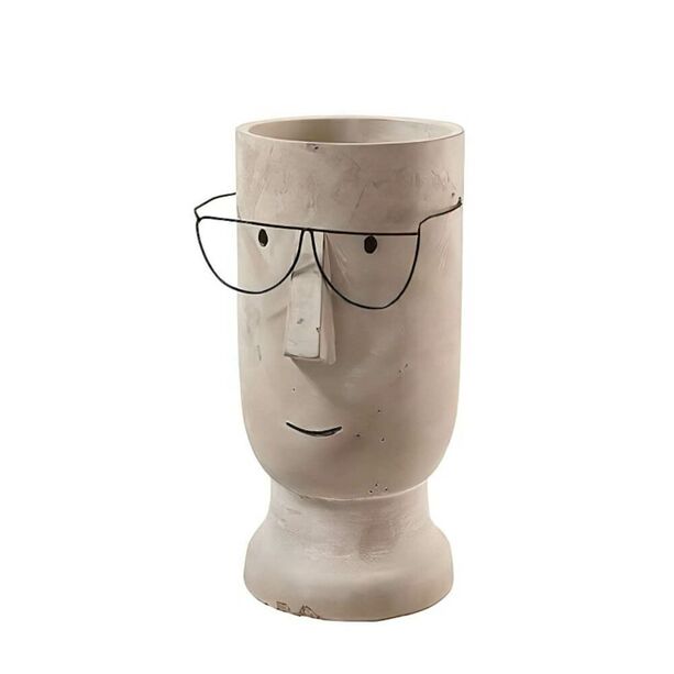 Lustiger Pflanztopf mit Brille - Gesicht aus Zement - Ottimir