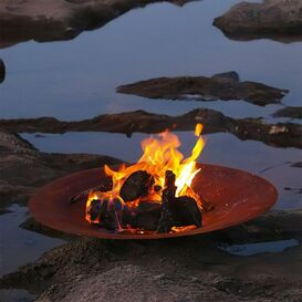 Runde Outdoor Feuerschale aus Eisen in Rostoptik - Eldero