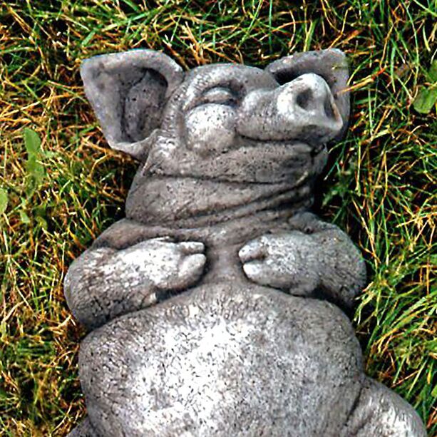 Schlafendes Schwein aus Steinguss - wetterfeste Figur fr drauen  - Porcel