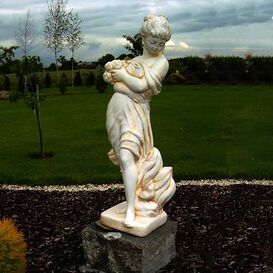 Stilvolle Mdchen Statue fr den Garten mit Blumenstrau...