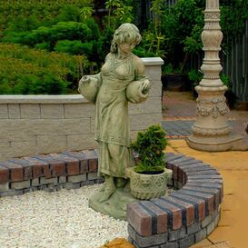 Dekorative Frauen Statue mit Korb und Krgen -...