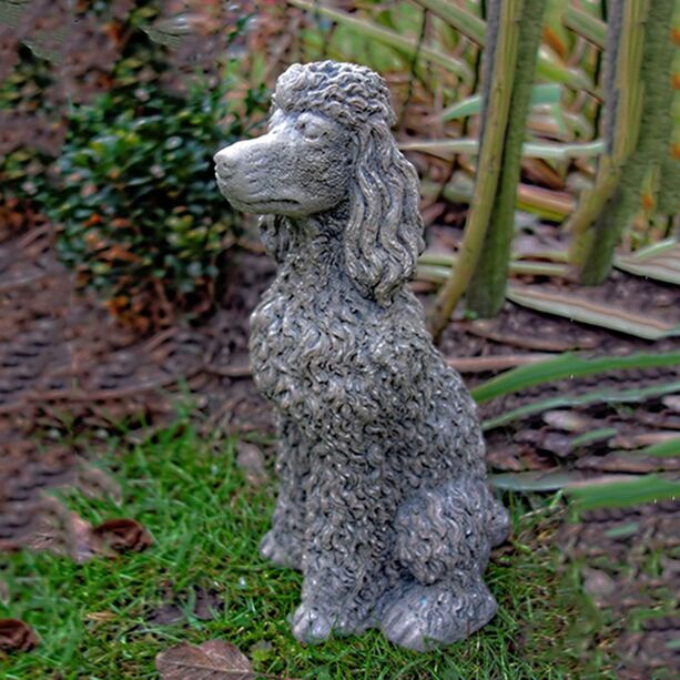 Sitzender Pudel - Hunde Gartenskulptur aus Steinguss - Loris