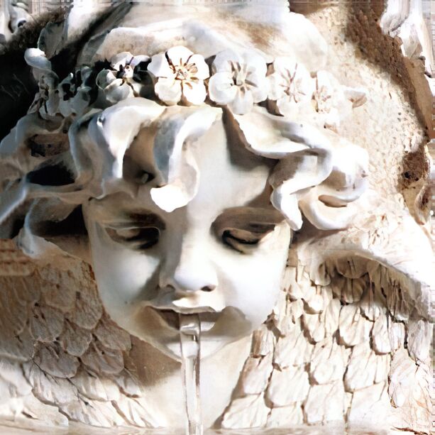 Romantischer Steinguss Wandbrunnen mit Gesicht - Antonia