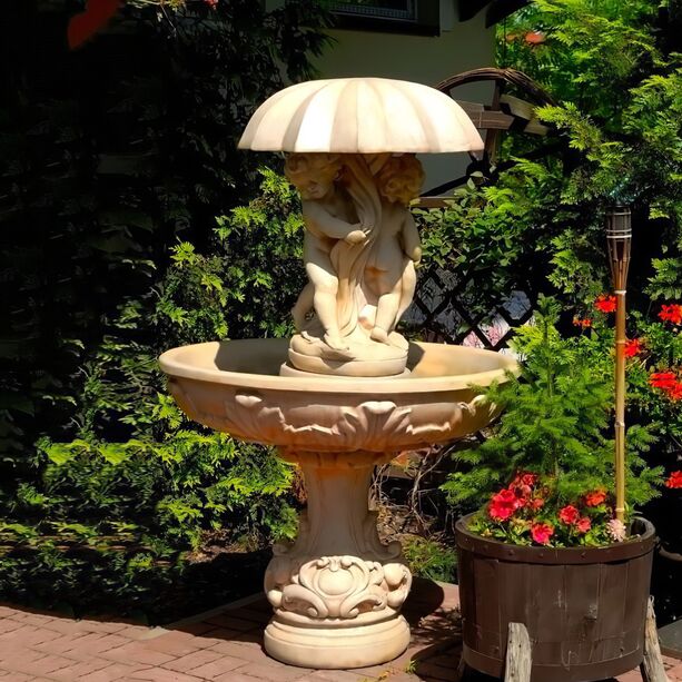 Steinguss Garten Springbrunnen mit Schirm - inklusive Pumpe - Valentin