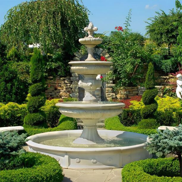 Eindrucksvoller Kaskadenbrunnen mit Becken und Pumpe - Springbrunnen Komplett Set - Renato