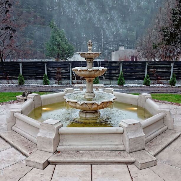 Kaskadenbrunnen mit blütenförmigen Schalen - Brunnen Komplett Set inklusive Einfassung & Pumpe - Mirella