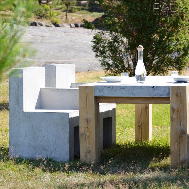Modernes Gartenmbel-Set - Tisch und Sthle aus Beton - Kenna