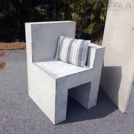 Moderner Gartenstuhl mit Lehne aus Beton -...