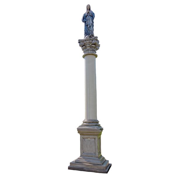 Eindrucksvolles Denkmal - Steinguss Sockel mit Säule und Marienfigur - Laria