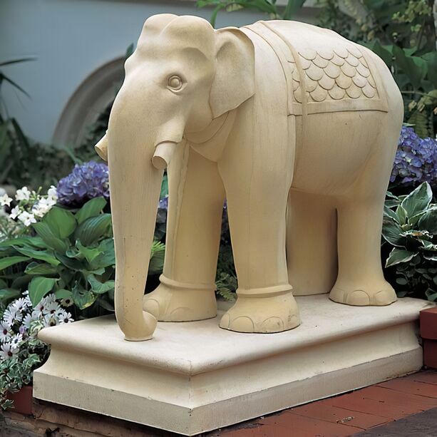 Garten Steinpodest fr Elefant - Elephas / Steingrau